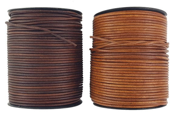 Light Brown & Brown 3 mm round leather crafting cord