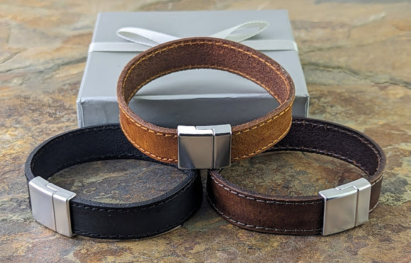 Black brown & Dark Brown leather bracelets 15 mm wide.