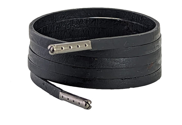 Black flat leather shoelaces & Boot Laces 5 mm x 2 mm