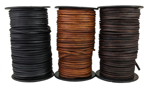 Black Brown and Dark Brown leather cord wire  4 mm Square