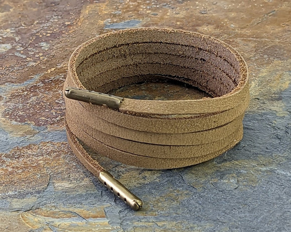 Shoelaces & Boot Laces Camel brown 5 mm wide x 2 mm thick