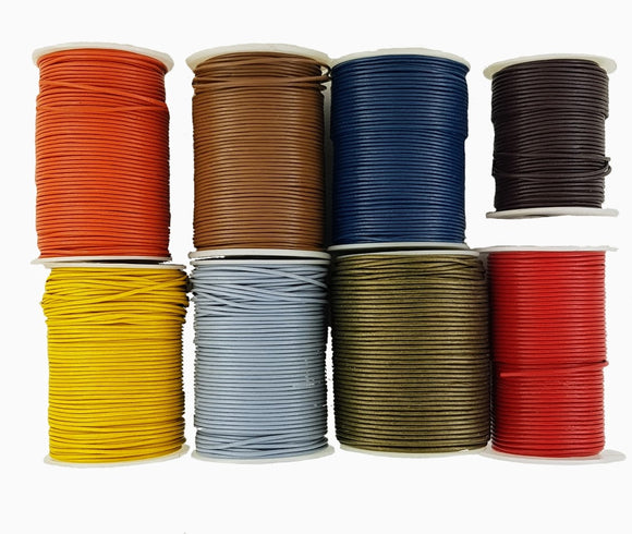 Round leather cord lace 2 mm 8 colours available