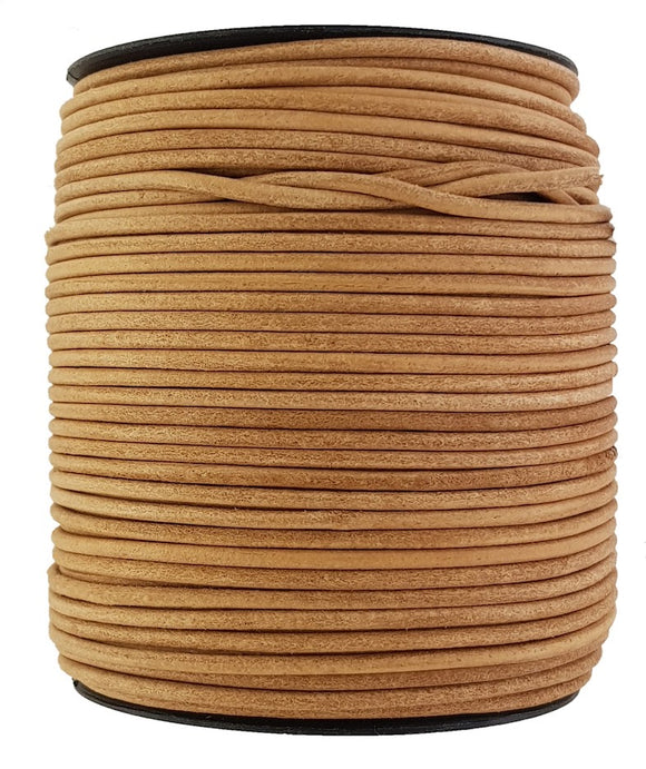 Light brown 3 mm round leather cord.