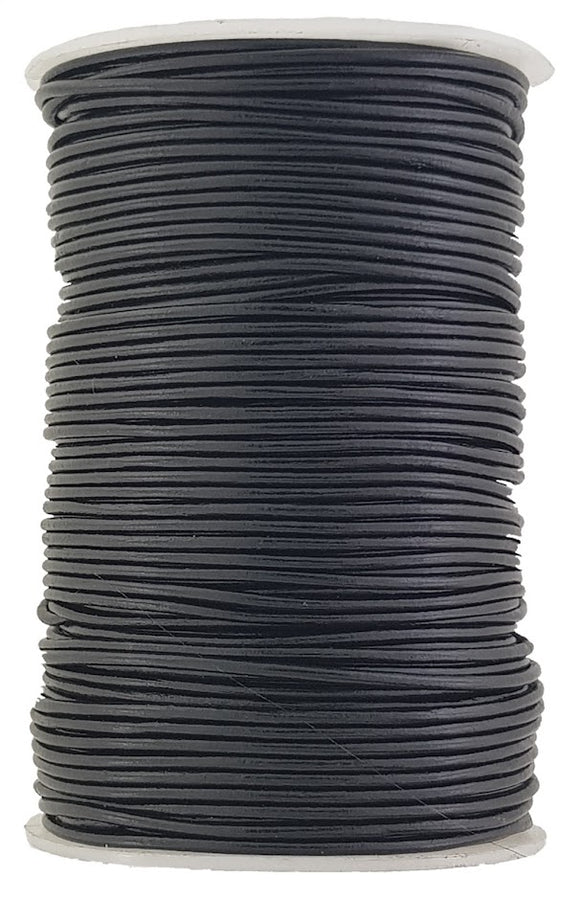 Black Leather 2 mm round cord wire smooyh finish.