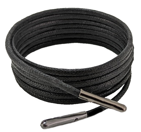 Black 3 mm round wax cotton shoelaces & Boot laces