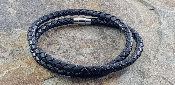 Double Leather Bracelet, Braided 5 mm 