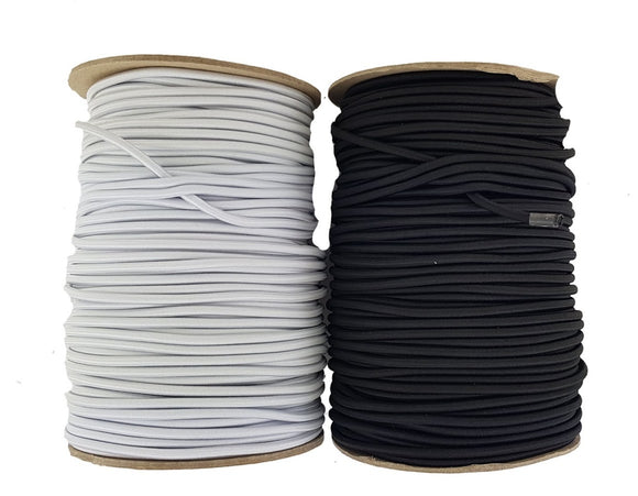 Elastic Cord 5 mm round Black & White sold in lengths of 2,3,4,5, Metres