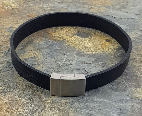 Black leather Bracelet 10 mm wide x 2 mm thick