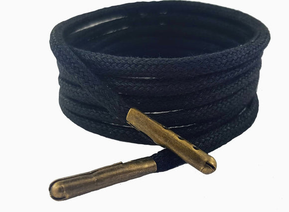 Black Shoelaces waxed cotton 75 cm 3 mm oval