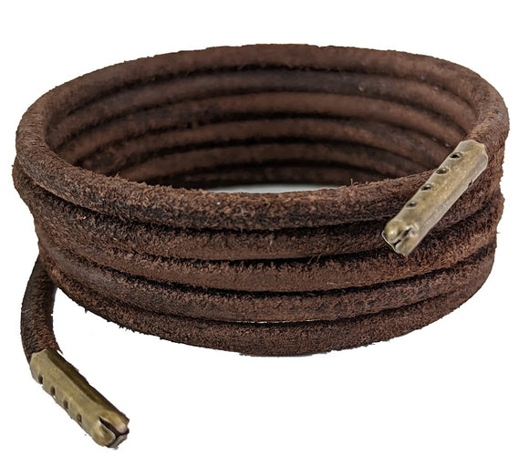 Shoelaces & Boot laces brown leather 4 mm round.