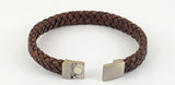 Brown woven leather Bracelet open clasp