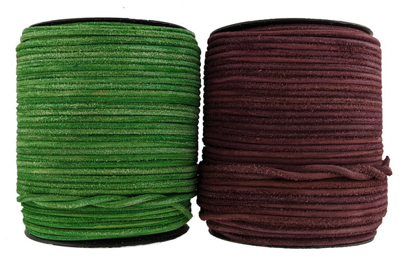 Olive green & Burgandy 3 mm round leather cord.