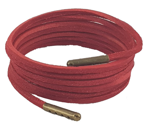 Red leather shoelaces & Boot Laces 3 mm square cord.