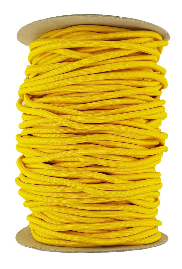 Yellow Elastic Cord 5 mm round diameter sold in lengths of 2,3,4,5, Metre lengths