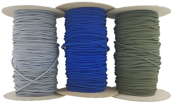Grey, Royal blue & Green 3 mm elastic Cord sold in lengths 2-10 metres