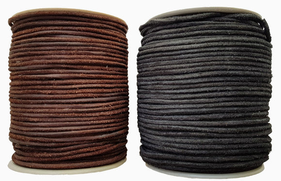 Black or Brown 4 mm Round Leather Cord wire