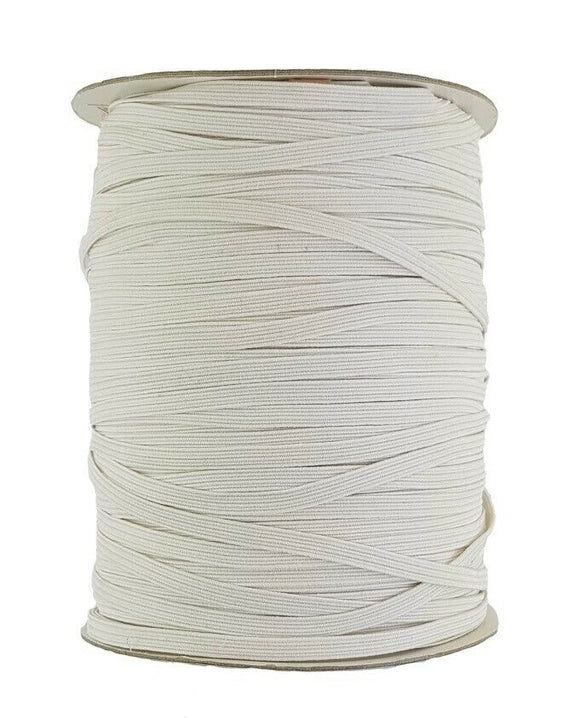 Flat white Elastic cord  sold in 5 Metre Lengths 7 mm wide