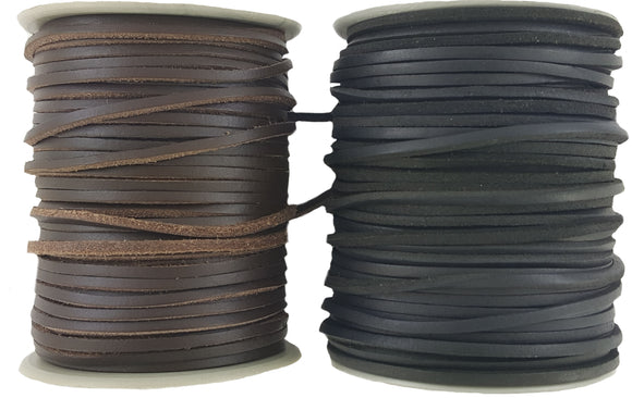 Black or Brown leather cord lace 3 mm Square sold in lengths of 2,3,4,5, meter lengths