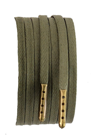 Shoe laces & Boot Laces green flat wax cotton 4 mm wide