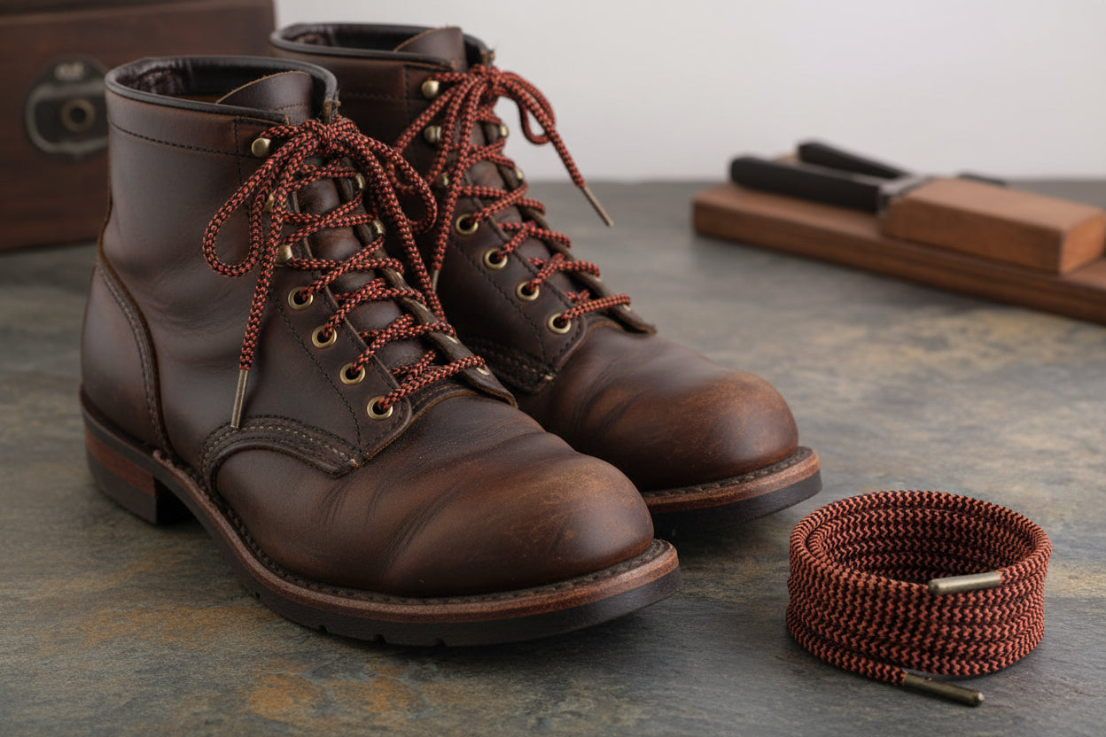 Orange and Black shoelacs and boot laces 5 mm round.