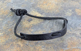 Bracelet Black Leather adjustable 10 mm wide