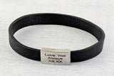 Black Genuine Learher Bracelet with personalised message
