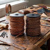 Plaited leather cord Light Brown and  Brown  5 mm Round