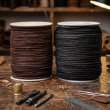 Black and brown 4 mm round leather craft cord