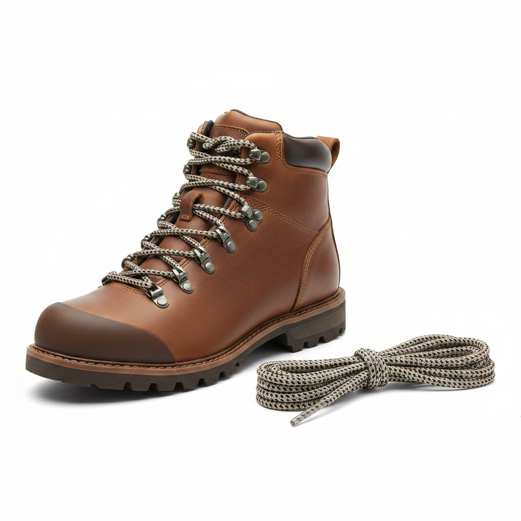Beige shoelaces and boot laceswith clear finishing lace tips