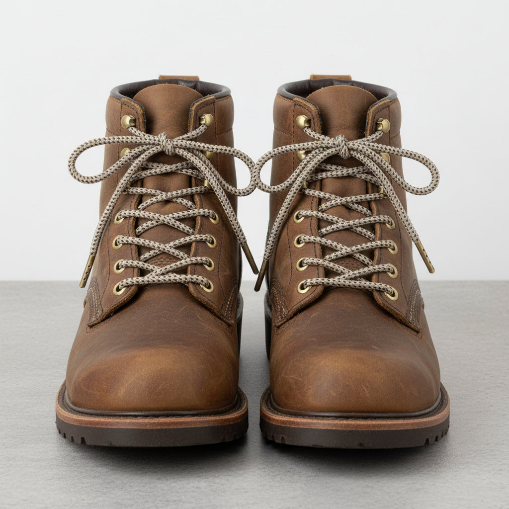 Shoelaces & Boot Laces Beige with Brown Fleck round