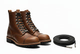 Black 4 mm square leather shoelaces and Boot Laces