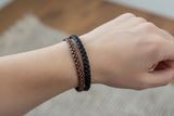 Black & Brown braided leather bracelet 5 mm flat braided leather.