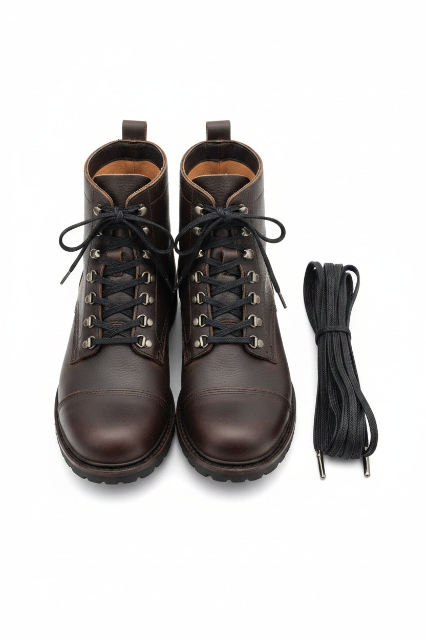 Black wax cotton shoelaces and boot laces 4 mm wide