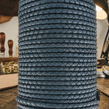 Braided leather cord round Navy Blue 5 mm