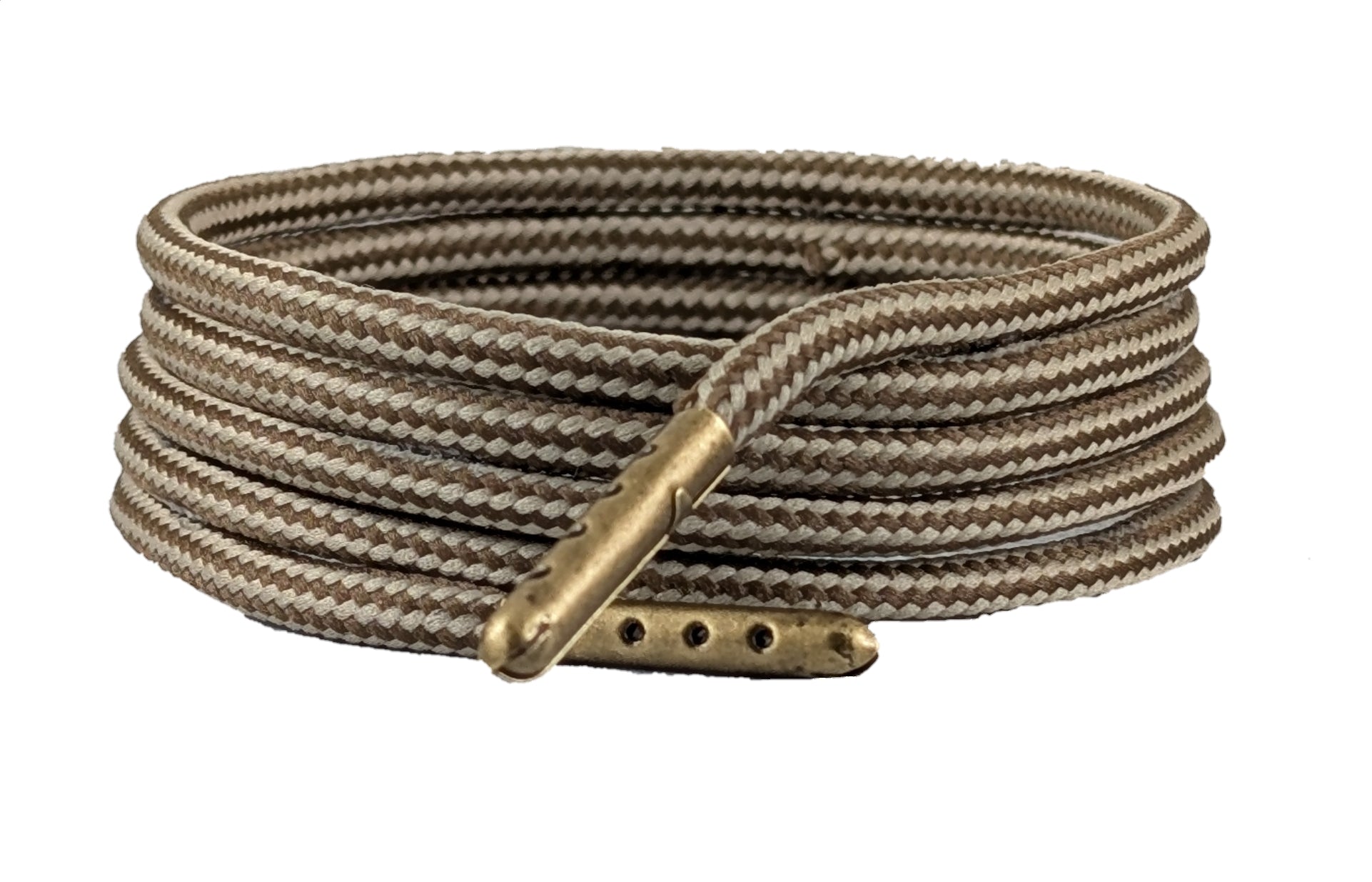 Shoe & Boot Laces Brown and Beige Stripe fleck 4 mm round