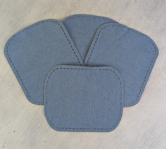 Denim patcth rectangle 4 piece set.