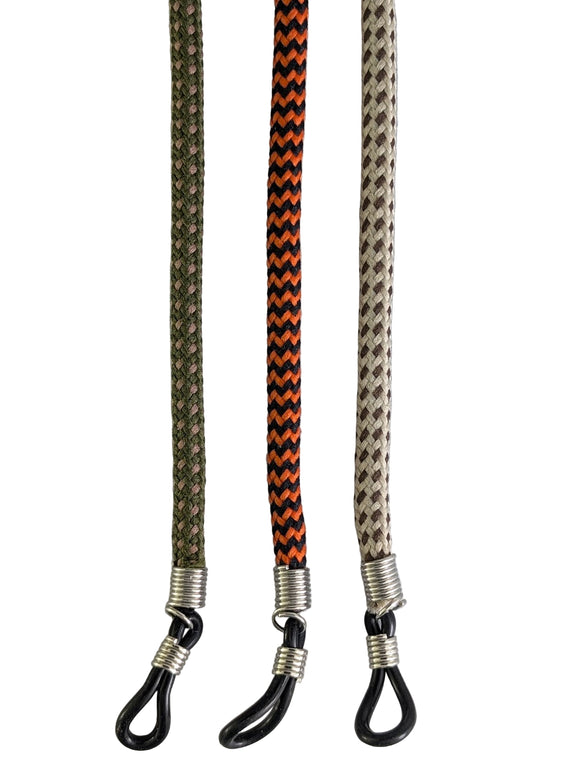 Glasses cords 4 mm round in Green Orange & Beige.