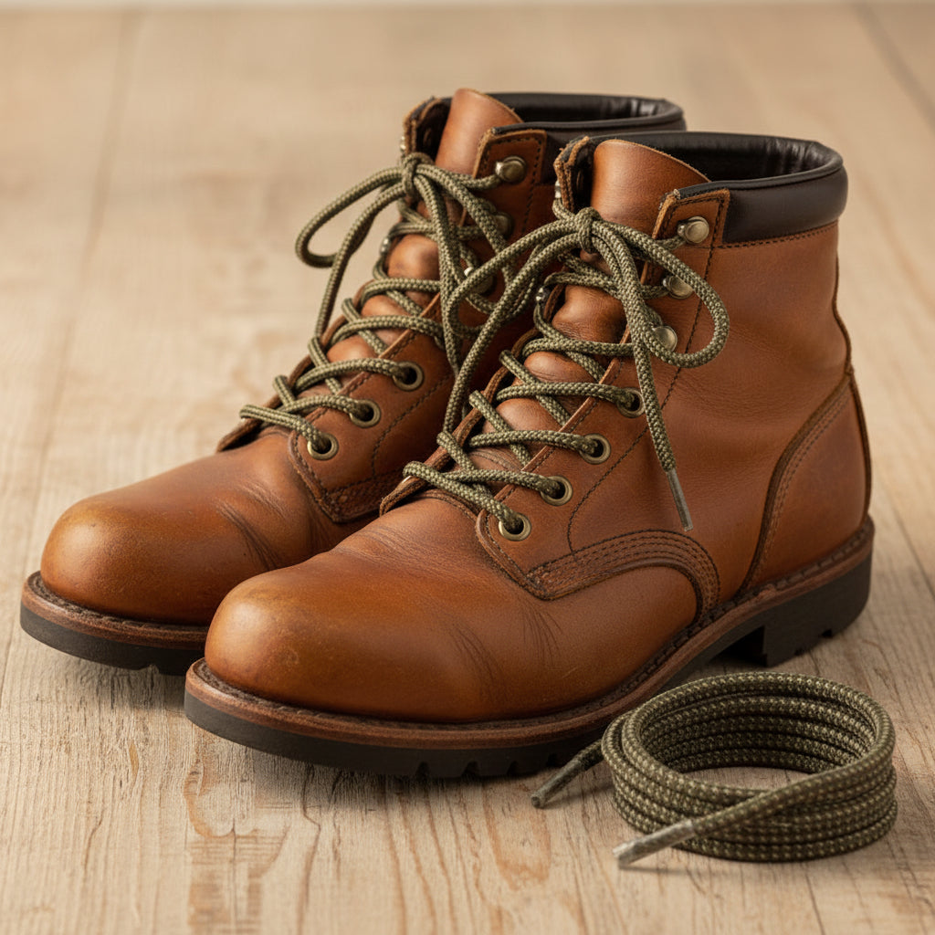 Green and brown feck shoelaces and boo laces n boots