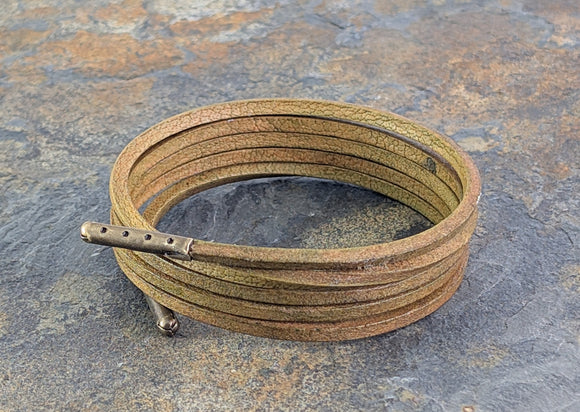 Green/Brown leather shoelaces and Boot laces 3 mm Square