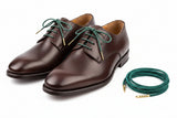 Green leather laces round