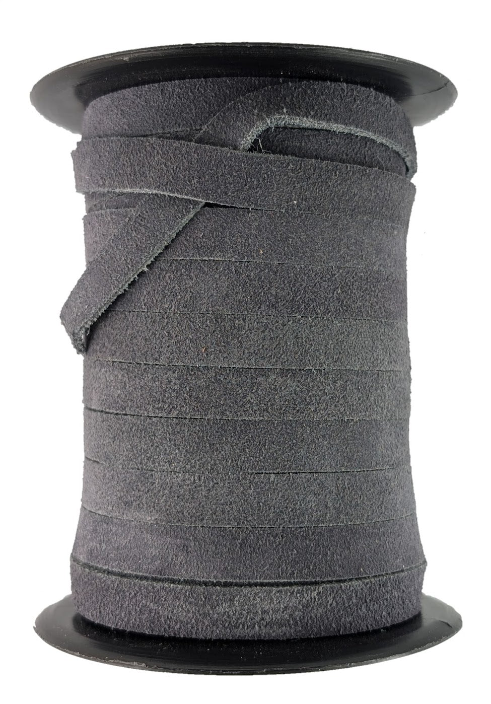 Grey suede 10 mm wide flat leather cord