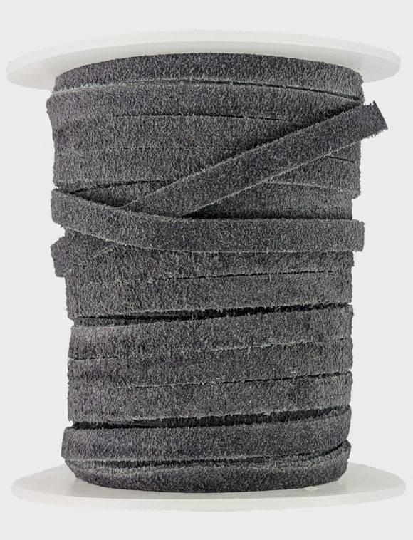 Grey Flat suede cord  5 mm wide cord