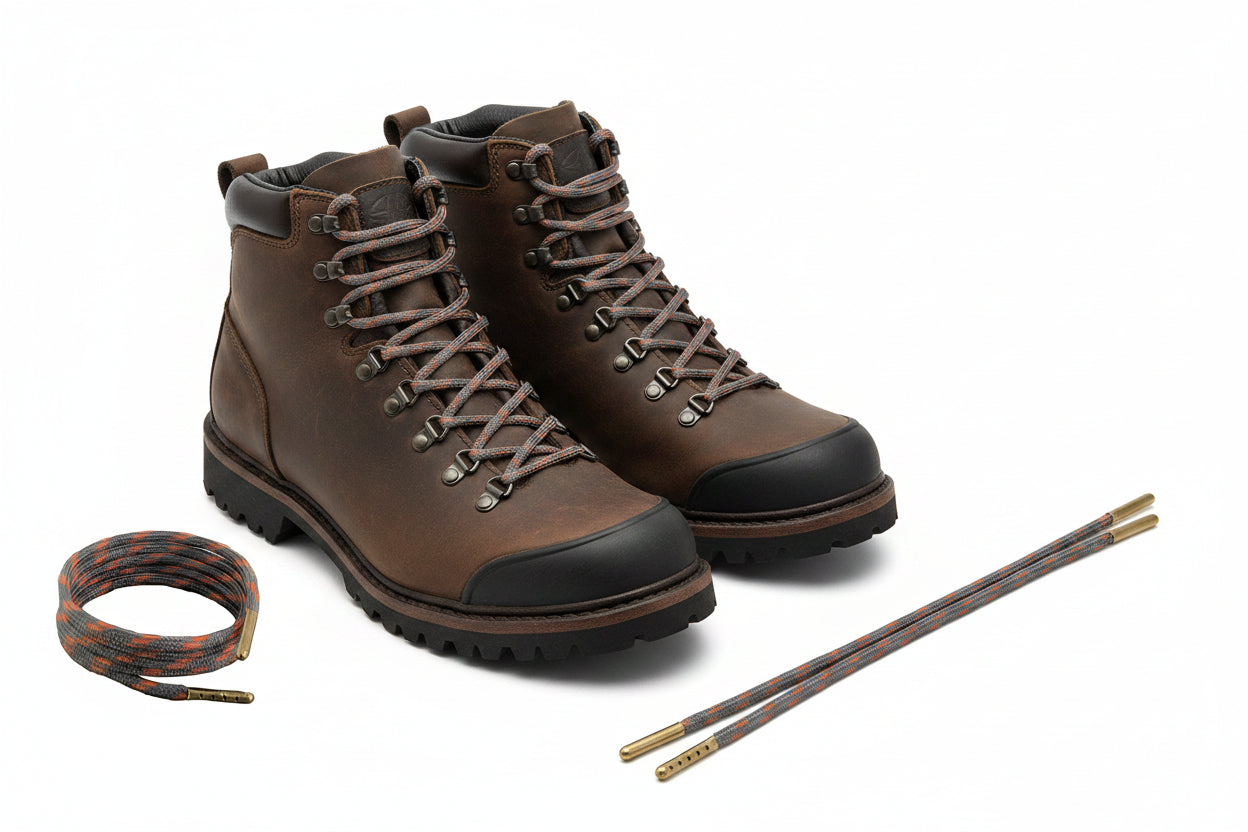 Shoelaces and Boot Laces Grey with orange fleck.