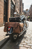 show leather strips on moter cycle side bags