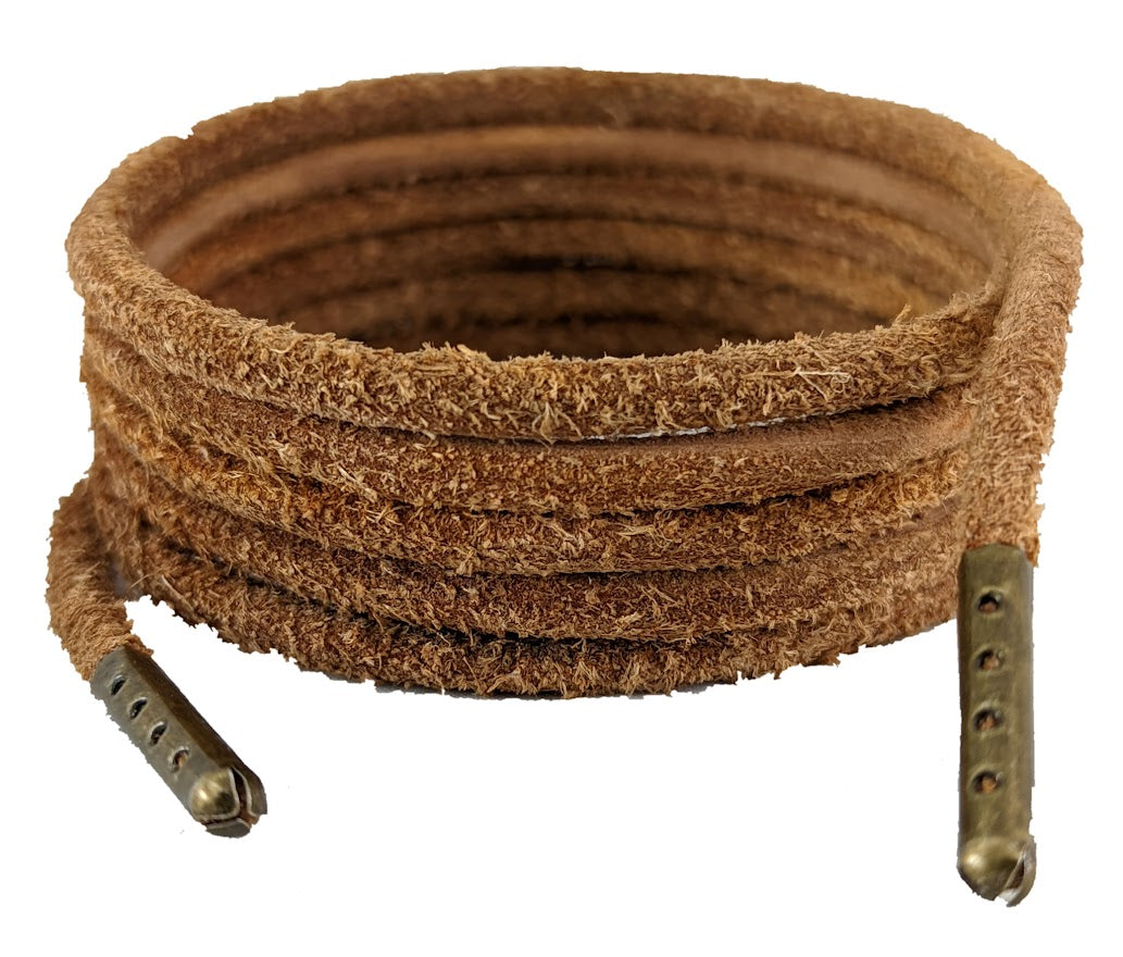 Shoelaces &  Boot Leather Laces Heavy Duty 4 mm Round Light Brown