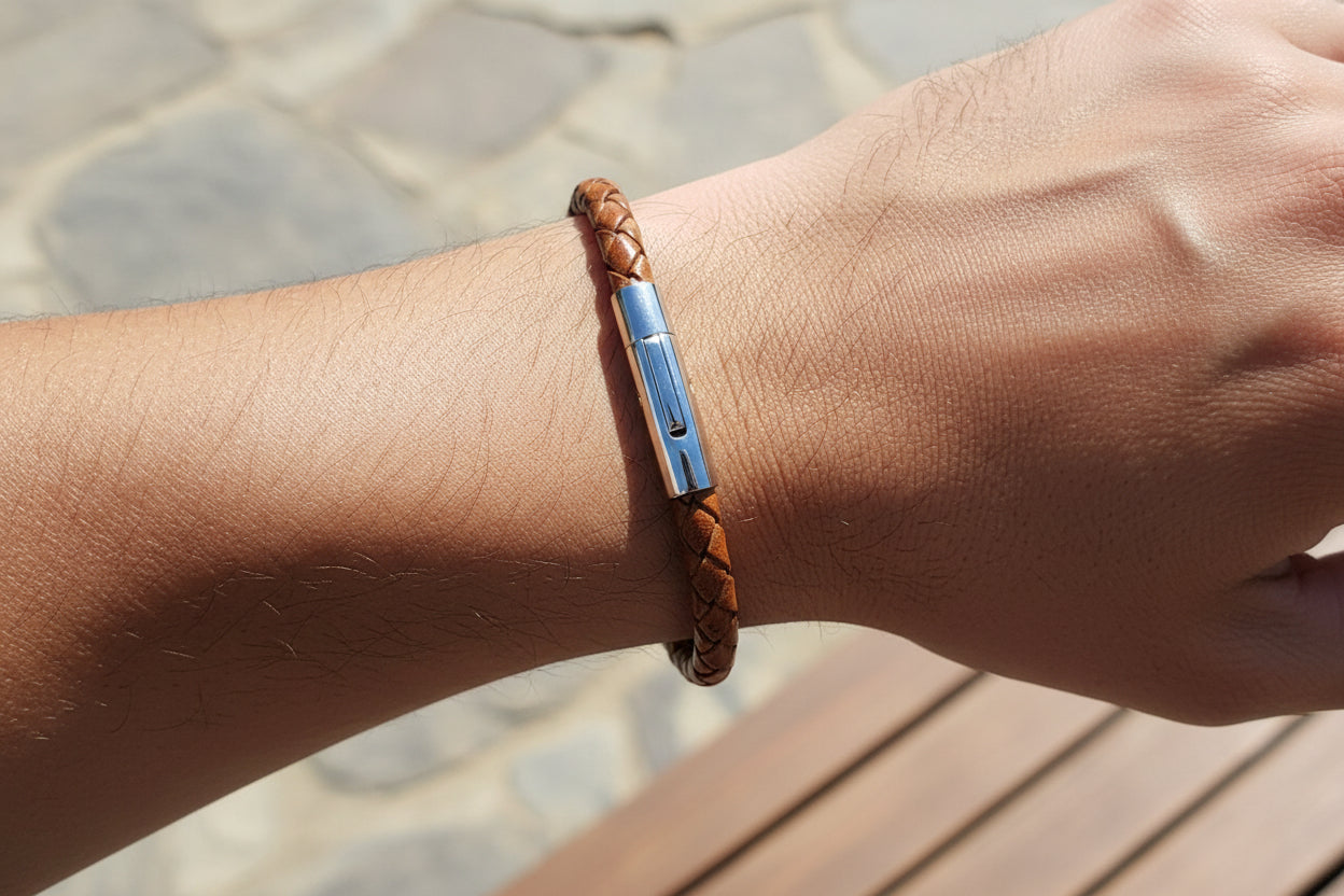 Brown Leather Bracelet 5 mm round diameter