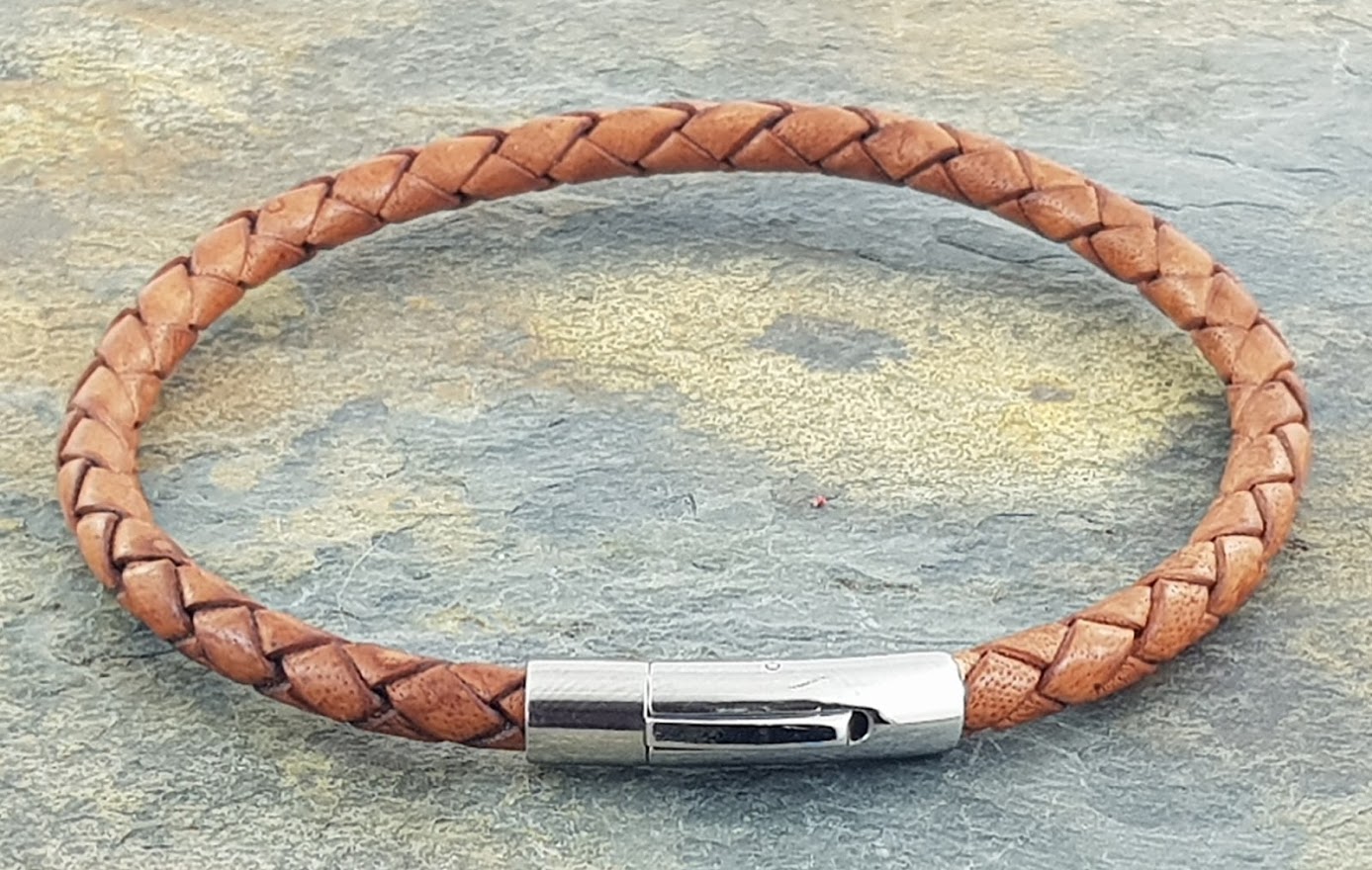 Light Brown Leather Bracelet 5 mm round diameter