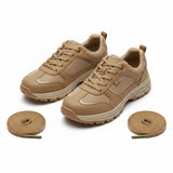 Pair of brown shoes with laces on a white background