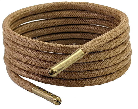 Light  Brown Wax cotton shoelaces & Boot Laces 3 mm round.