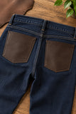Dark brown leather pockets